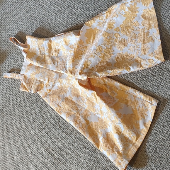 Kay Unger Ingrid Mango Jacquard Empire Waist Wide Leg Jumpsuit - Picture 14 of 16